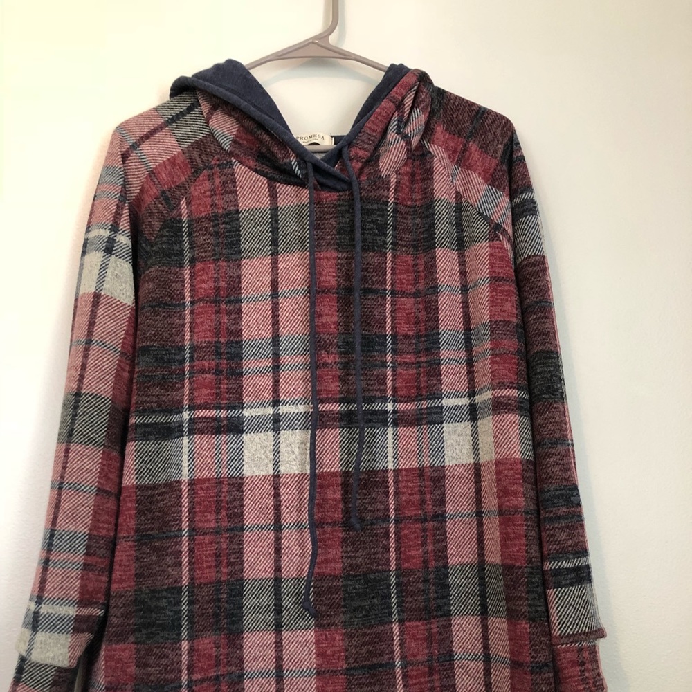 Plaid hooded sweatshirt